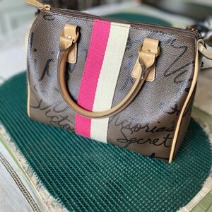 Victoria's Secret Brown and Pink Satchel with Structured Design